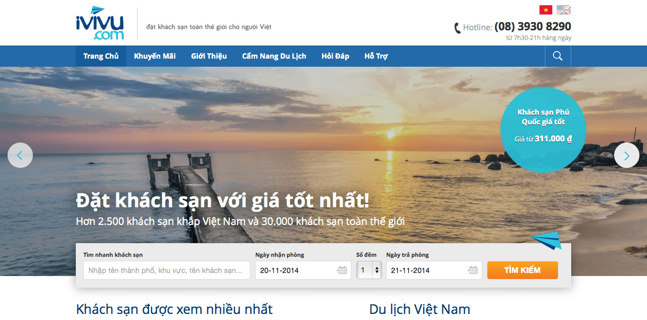 website đặt phòng khách sạn online